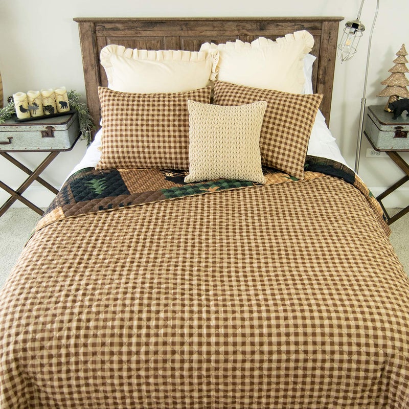 Donna Sharp Twin Bedding Set - 2 Piece - Brown Bear Cabin Lodge Quilt Set with Twin Quilt and One Standard Pillow Sham - Machine Washable - Image 4